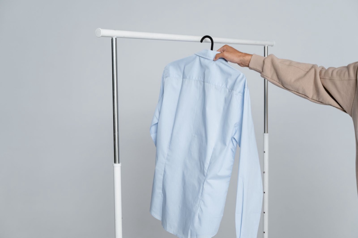 Pressed shirt on a rack